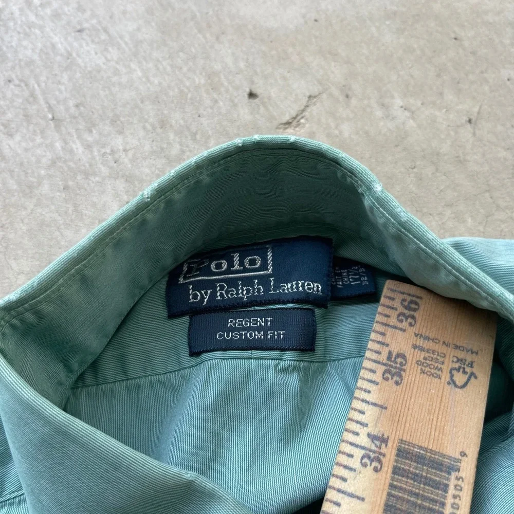 Polo Ralph Lauren Regent Custom Fit Button Down Shirt Teal Green Mens 17.5 32/33